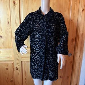 Vintage Georgiou Studio Silk Rayon Blend Velvet Burnout Tunic Top 4 Oversized